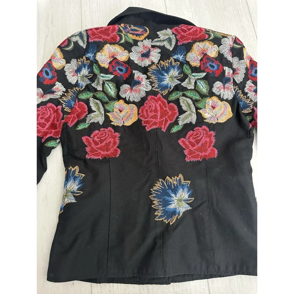 DESIGUAL‎ Women's Embroidered Fiorella Biker Jacket Sz 38 EU 4 US Floral